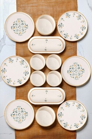 Set de mic dejun (14 Pieces), L'essentiel Maison, 964FRM5311, Platou: 25 x 11 x 3,5 cm (2 bucăți), Multicolor