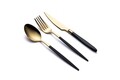 Set tacamuri (18 Pieces), L'essentiel Maison, 294HRO1126, Furculiță de masă: 21 x 2,5 cm (6 bucăți), Aur/Negru