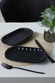 Set platouri servire (2 Pieces), L'essentiel Maison, 275KRM2308, Antibacterian, Negru mat