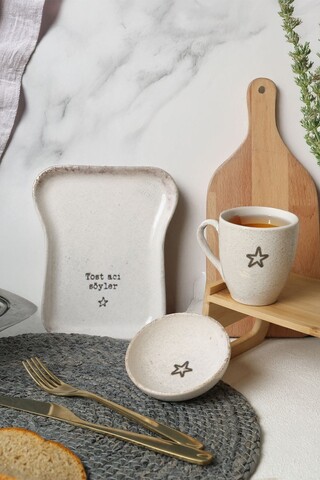 Set de mic dejun (3 Pieces), L'essentiel Maison, 275KRM2273, Bol pentru sos: 10 cm (1 bucată), Crem