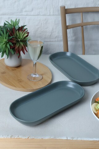 Set platouri servire (2 Pieces), L'essentiel Maison, 275KRM2530, Antibacterian, Verde Mat