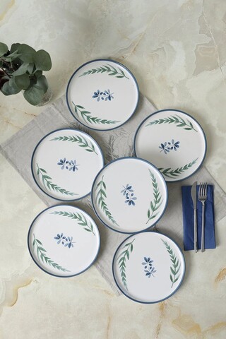 Set platouri servire desert (6 Pieces), L'essentiel Maison, 275KRM2268, Alb / Albastru / Verde