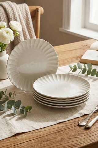 Set platouri servire desert (6 Pieces), L'essentiel Maison, 710KTP4564, Alb