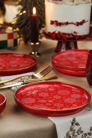 Set platouri servire desert (4 Pieces), L'essentiel Maison, 710KTP4567, Rosu