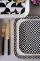 Serviciu de masa (26 piese), L'essentiel Maison, 719KTP9893, Farfurie: 20 x 20 cm (6 bucăți), Alb / Negru / Auriu