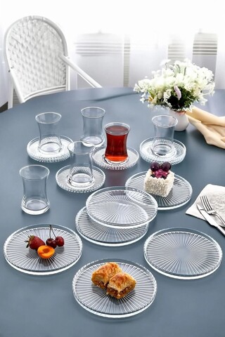 Set pentru ceai (18 Pieces), L'essentiel Maison, 111LIV1102, Farfurie (6 bucăți), Transparent