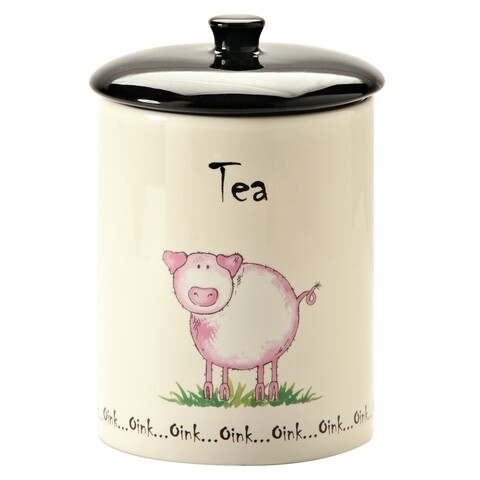 Recipient depozitare ceai Home Farm, 10.5 x 10.5 x 15.5 cm, ceramica, multicolor