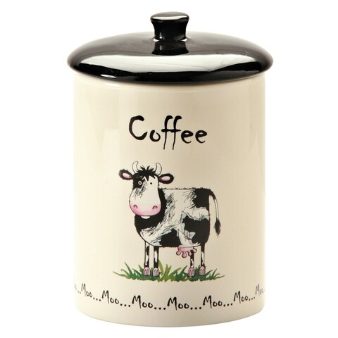 Recipient depozitare cafea Home Farm, 10.5 x 10.5 x 15.5 cm, ceramica, multicolor