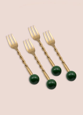 Set furci (4 Pieces), L'essentiel Maison, 280TMA3704, Dimensiune: 14 x 2 x 1 cm (4 bucăți), Aur/Verde