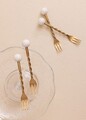 Set furci (4 Pieces), L'essentiel Maison, 280TMA3705, Dimensiune: 14 x 2 x 1 cm (4 bucăți), Aur/Alb