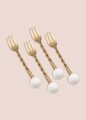 Set furci (4 Pieces), L'essentiel Maison, 280TMA3705, Dimensiune: 14 x 2 x 1 cm (4 bucăți), Aur/Alb