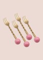 Set furci (4 Pieces), L'essentiel Maison, 280TMA3706, Dimensiune: 14 x 2 x 1 cm (4 bucăți), Auriu / Roz