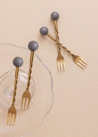 Set furci (4 Pieces), L'essentiel Maison, 280TMA3707, Dimensiune: 14 x 2 x 1 cm (4 bucăți), Aur / Gri