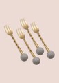 Set furci (4 Pieces), L'essentiel Maison, 280TMA3707, Dimensiune: 14 x 2 x 1 cm (4 bucăți), Aur / Gri