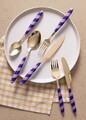 Set tacamuri (36 Pieces), L'essentiel Maison, 280TMA3722, Furculiță de masă: 19 x 3 cm (6 bucăți), Auriu / Mov