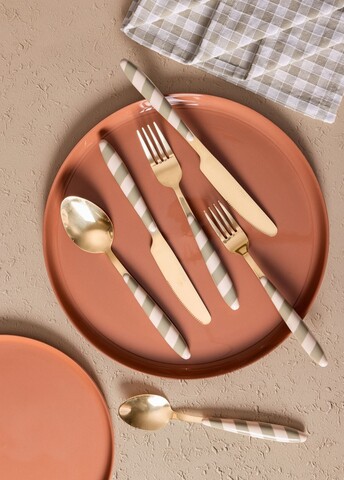 Set tacamuri (36 Pieces), L'essentiel Maison, 280TMA3723, Furculiță de masă: 19 x 3 cm (6 bucăți), Aur/Verde