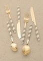 Set tacamuri (36 Pieces), L'essentiel Maison, 280TMA3723, Furculiță de masă: 19 x 3 cm (6 bucăți), Aur/Verde