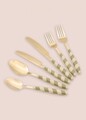 Set tacamuri (36 Pieces), L'essentiel Maison, 280TMA3723, Furculiță de masă: 19 x 3 cm (6 bucăți), Aur/Verde