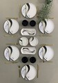 Set de mic dejun (14 piese), L'essentiel Maison, 759NRE1123, Platou: 20 x 9 x 3 cm (2 bucăți), Alb / Negru / Gri