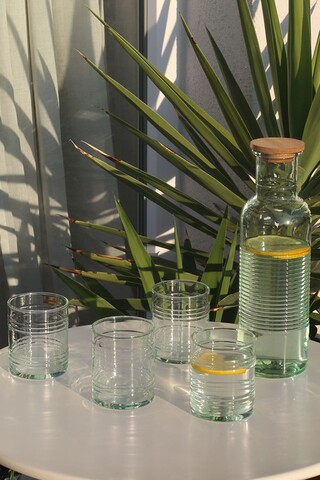 Set de sticle de sticlă (5 Pieces), L'essentiel Maison, 127RKL1228, Pahar: 7,3 x 7,3 x 8,8 cm / 280 ml (4 bucăți), Verde