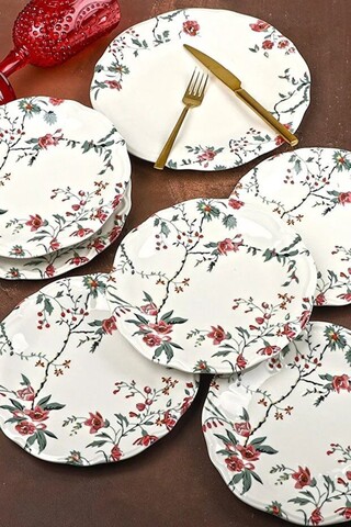 Set farfurii intinse (7 piese), L'essentiel Maison, 335RTN1196, Dimensiune farfurie de desert: 21 x 21 x 2 cm (6 bucăți), Multicolor