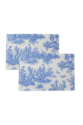 Set suporturi pentru farfurie 2 piese, BST053, Albastru/Alb