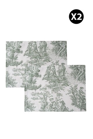 Set suporturi pentru farfurie 2 piese, BST056, Verde/Alb