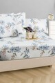 Set de pat dublu (cearceaf cu elastic si perne) Satin, L'essentiel Maison, Carina 160, Alb / Albastru / Verde / Roz