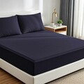 Set de pat pentru o persoana (cearceaf cu elastic si perna) 2 piese, L'essentiel Maison, Muslin 100, Albastru inchis