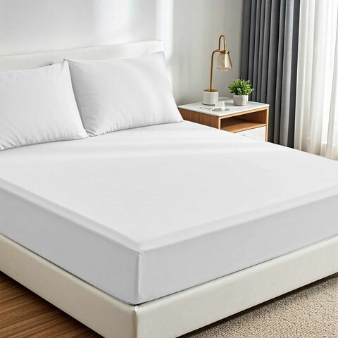 Set de pat pentru o persoana (cearceaf cu elastic si perna) 2 piese, L'essentiel Maison, Muslin 100, Alb