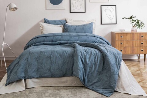 Lenjerie de pat dubla, L'essentiel Maison, Astrid, Albastru indigo