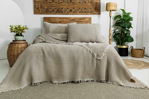 Set cuvertura pique dubla, L'essentiel Maison, Norah, Bej