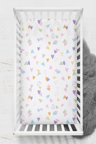 Cearșaf cu elastic pentru bebeluși Ranforce, L'essentiel Maison, Hearts, Roz / Mov