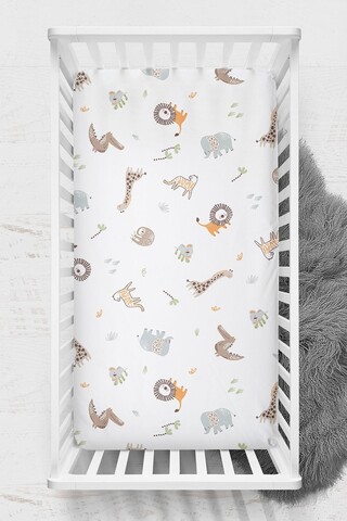 Cearșaf cu elastic pentru bebeluși Ranforce, L'essentiel Maison, Jungle, Muștar / Maro / Gri