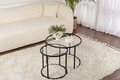 Set masute de cafea, Hanah Home, Black-Transparent-60-42, Negru