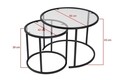 Set masute de cafea, Hanah Home, Black-Transparent-60-42, Negru