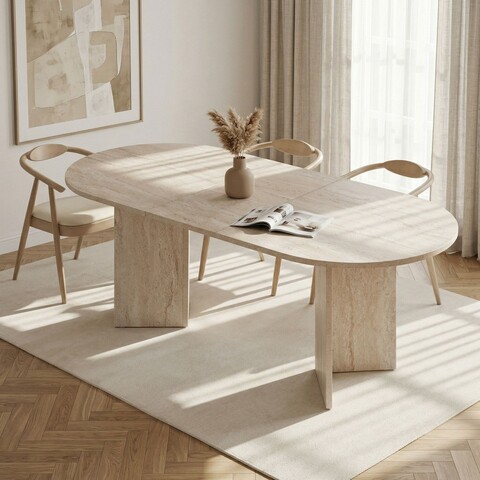 Masa extensibila, Hanah Home, Sorell, 160x75x90 cm, Travertin