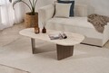 Masuta de cafea, Hanah Home, Ovalis, 130x40x65 cm, Travertin / Nuc