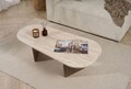 Masuta de cafea, Hanah Home, Ovalis, 130x40x65 cm, Travertin / Nuc