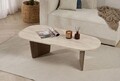 Masuta de cafea, Hanah Home, Ovalis, 130x40x65 cm, Travertin / Nuc