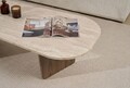 Masuta de cafea, Hanah Home, Ovalis, 130x40x65 cm, Travertin / Nuc