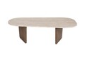 Masuta de cafea, Hanah Home, Ovalis, 130x40x65 cm, Travertin / Nuc