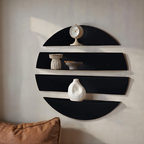 Raft de perete, Hanah Home, Vlnt118Syh, 76x76 cm, Negru
