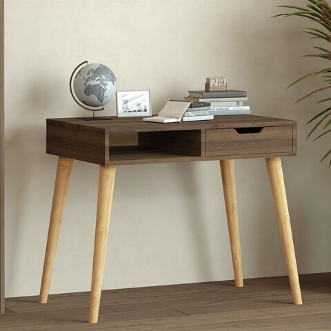 Birou, Hanah Home, Offer, 90x80x60 cm, Nuc antic / Lemn