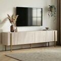 Comoda TV, Hanah Home, Nexus, 180x30x45 cm, Travertin / Auriu