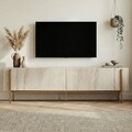 Comoda TV, Hanah Home, Nexus, 180x30x45 cm, Travertin / Auriu