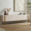 Comoda TV, Hanah Home, Nexus, 180x30x45 cm, Travertin / Auriu