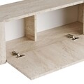 Comoda TV, Hanah Home, Nexus, 180x30x45 cm, Travertin / Auriu