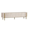 Comoda TV, Hanah Home, Nexus, 180x30x45 cm, Travertin / Auriu