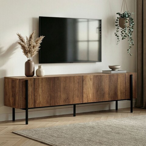 Comoda TV, Hanah Home, Nexus, 180x30x45 cm, Nuc Barok / Negru